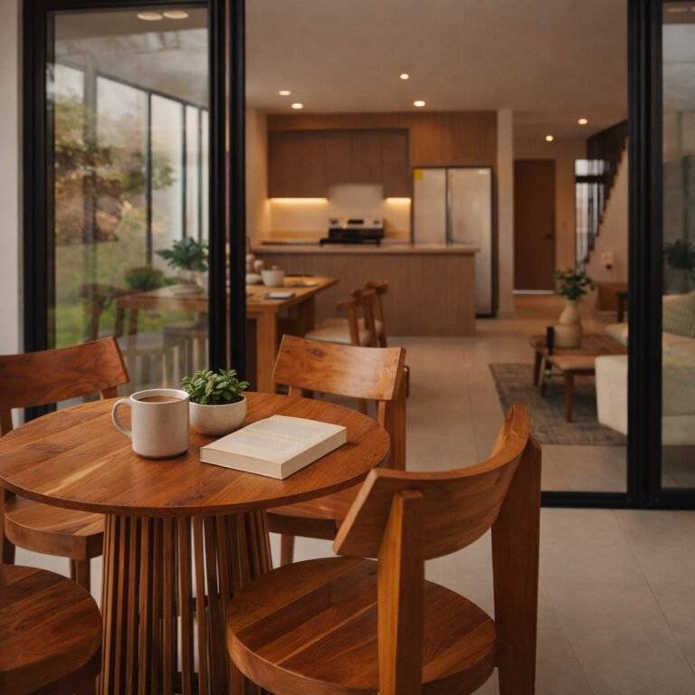 Detalle de comedor con mesa redonda junto a ventanales en 385 Francosta, Barreal de Heredia